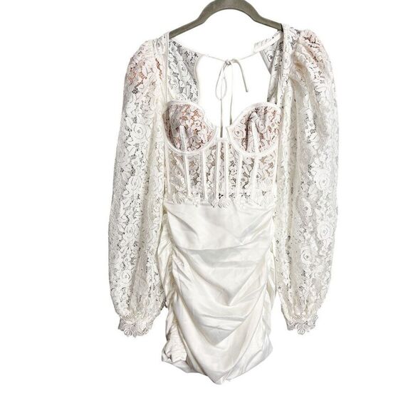 New For Love and Lemons Lacey Mini Dress Size Small Corset Long Sleeve Bridal - Picture 5 of 8